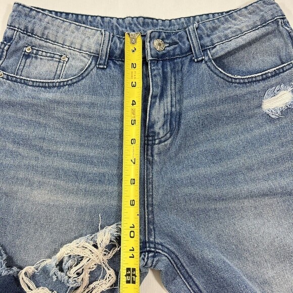 Women’s Denim Jeans High Rise Flare and Wide Leg  Fray Hem Distressed Size M - Picture 10 of 12